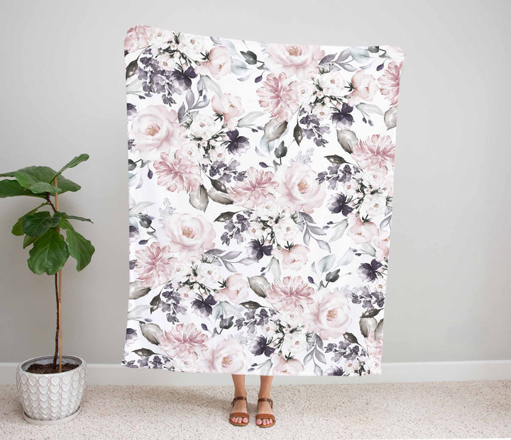 The Romantic Bouquet Mural Bouquet Minky Blanket