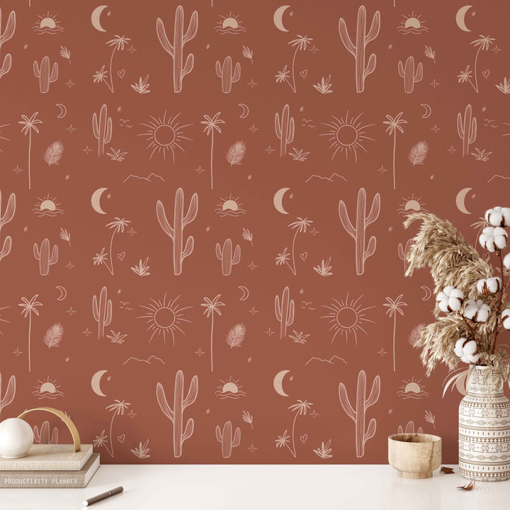 Arizona Wallpaper in Terracotta