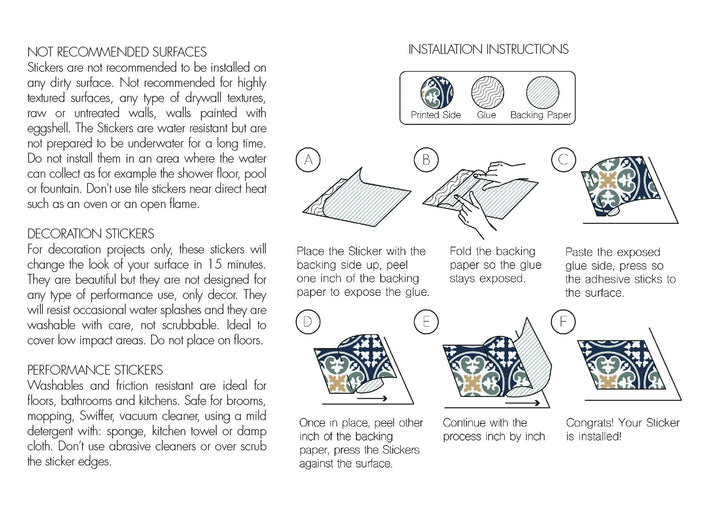Paquete de pegatinas de vinilo para azulejos con círculos invertidos en blanco y negro bohemio