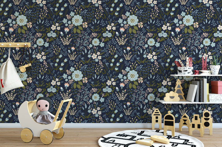 Dark Wildflowers Romantic Wallpaper Self Adhesive Removable Peel and Stick K028