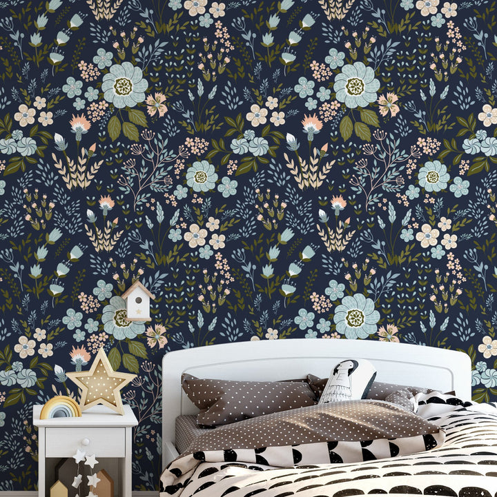Dark Wildflowers Romantic Wallpaper Self Adhesive Removable Peel and Stick K028