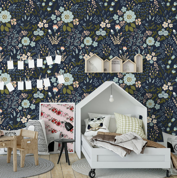 Dark Wildflowers Romantic Wallpaper Self Adhesive Removable Peel and Stick K028