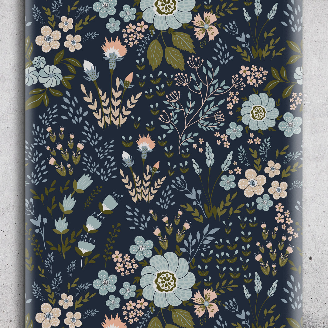 Dark Wildflowers Romantic Wallpaper Self Adhesive Removable Peel and Stick K028