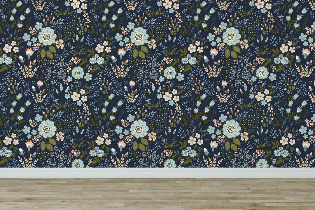 Dark Wildflowers Romantic Wallpaper Self Adhesive Removable Peel and Stick K028