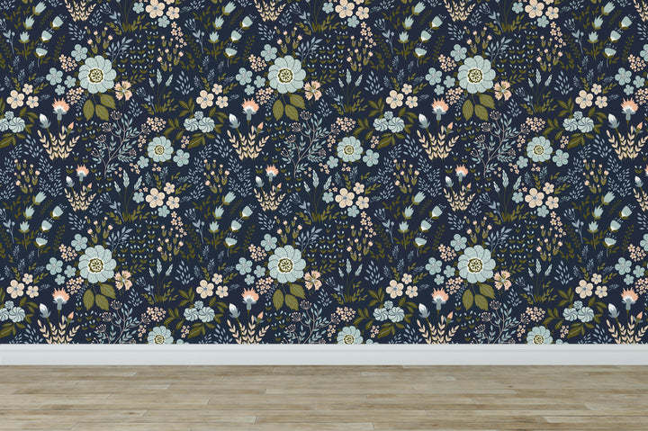 Dark Wildflowers Romantic Wallpaper Self Adhesive Removable Peel and Stick K028
