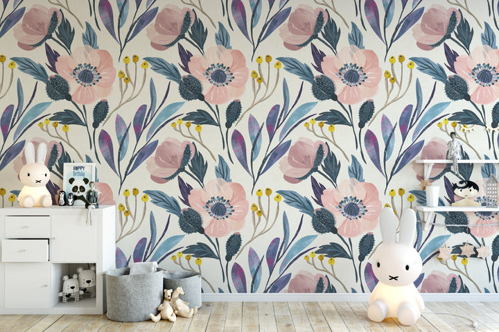 Self Adhesive Removable Wallpaper Big Spring Garden Flowers Peel and Stick Wallpaper K063