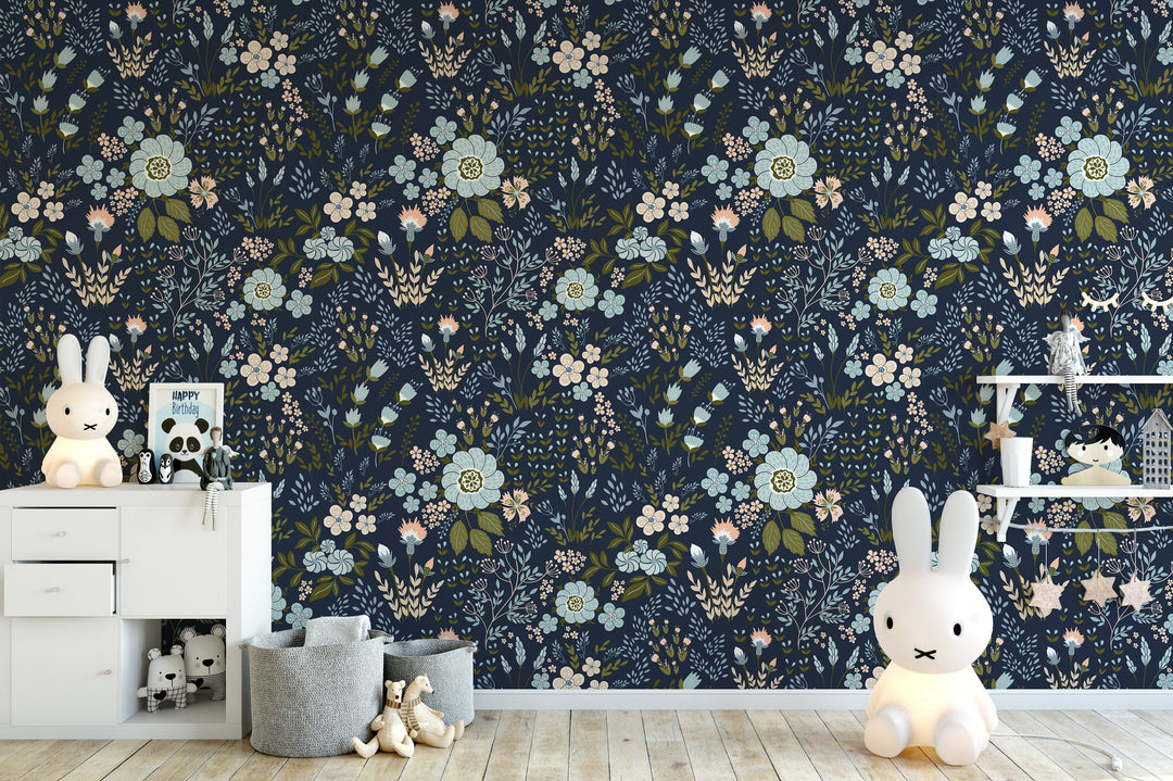 Dark Wildflowers Romantic Wallpaper Self Adhesive Removable Peel and Stick K028