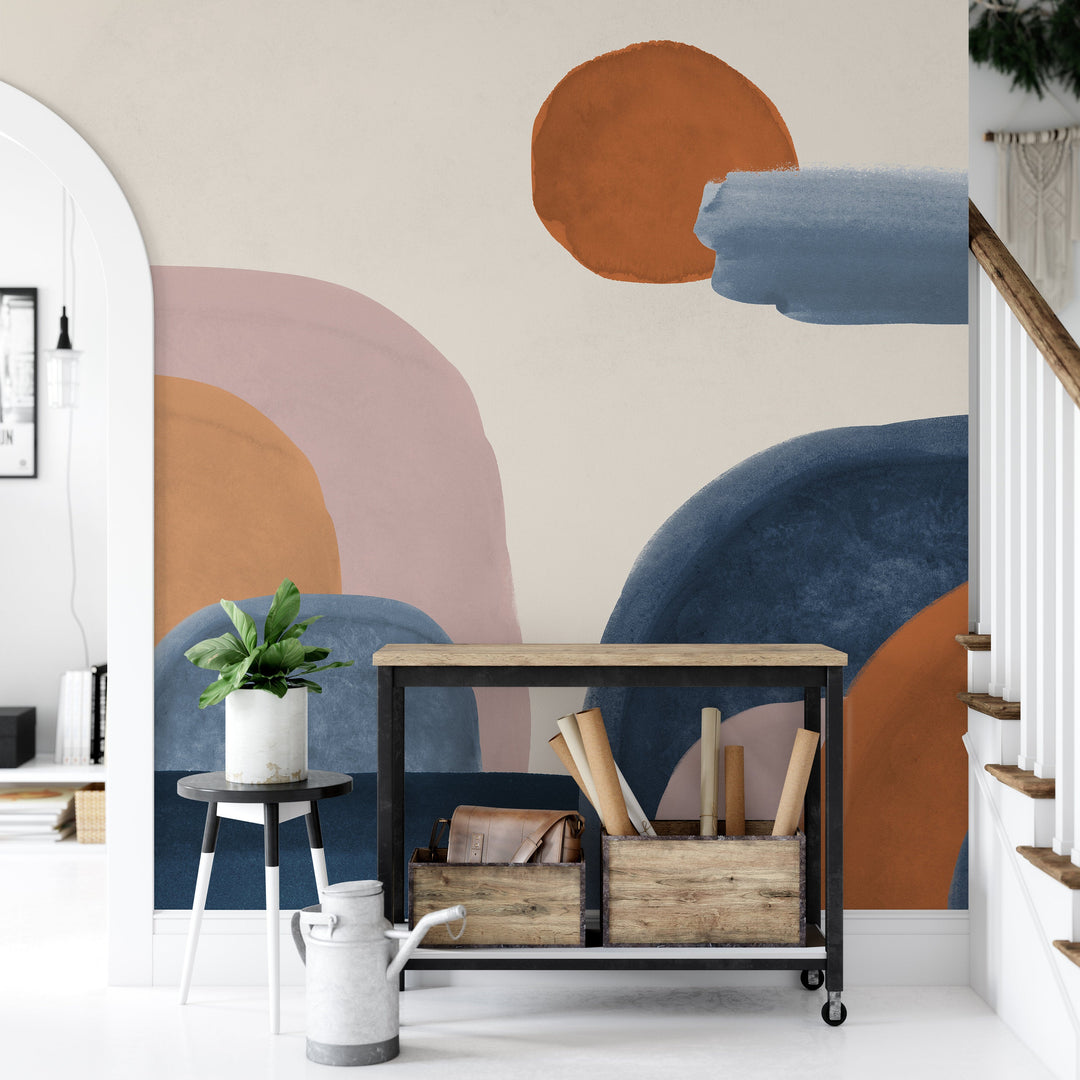 Minimalist Neutral Warm Landscape Wallpaper Mural