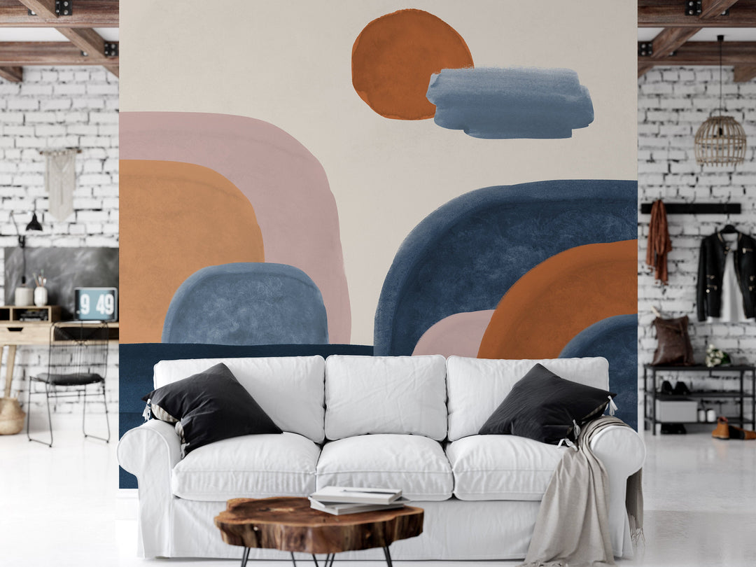 Minimalist Neutral Warm Landscape Wallpaper Mural