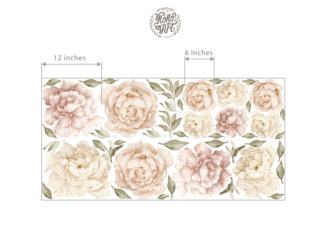 Decal Boho Blush Watercolor Peony