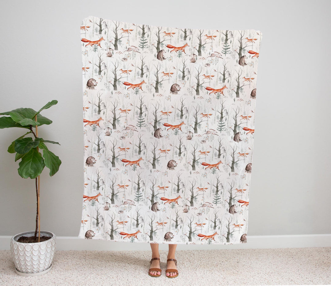 Sweet Dreamy Forest Mural Baby Minky Blanket