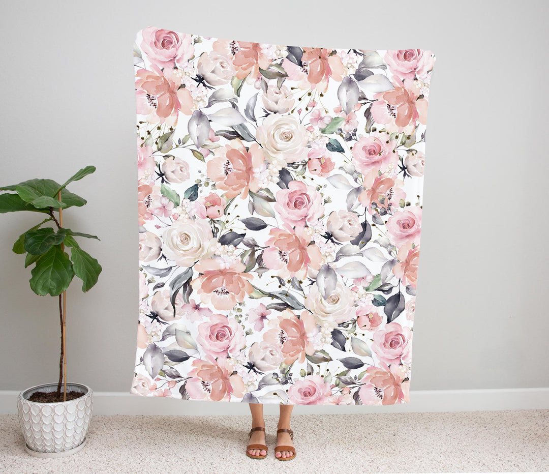 Bouquet in Blush Baby Minky Blanket