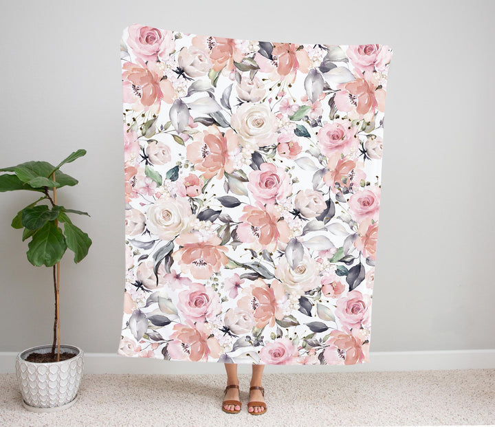 Bouquet in Blush Baby Minky Blanket