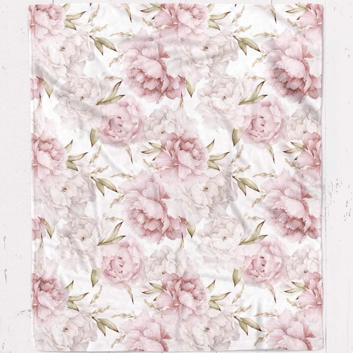 Sweet Pinky Peony Bouquet Baby Minky Blanket