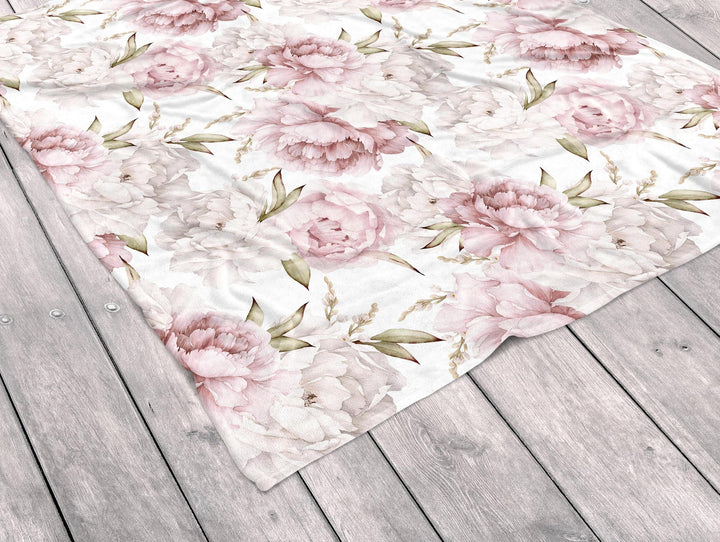 Sweet Pinky Peony Bouquet Baby Minky Blanket