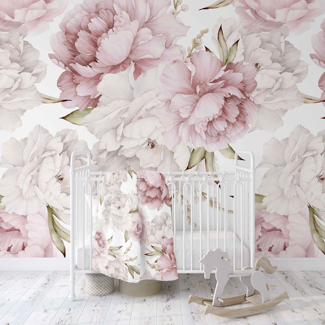 Sweet Pinky Peony Bouquet Baby Minky Blanket