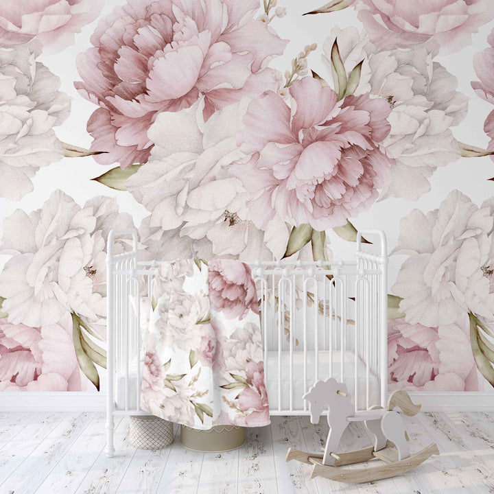 Sweet Pinky Peony Bouquet Baby Minky Blanket