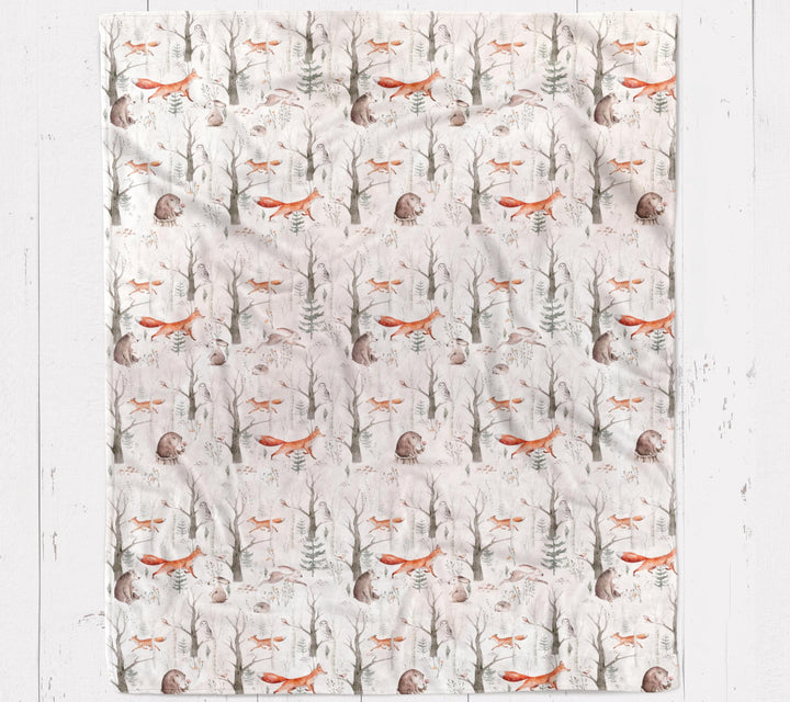 Sweet Dreamy Forest Mural Baby Minky Blanket