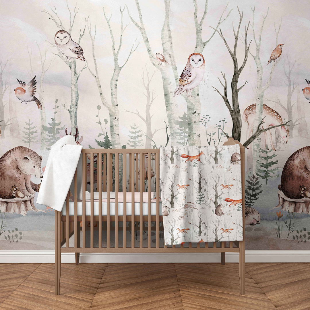 Sweet Dreamy Forest Mural Baby Minky Blanket