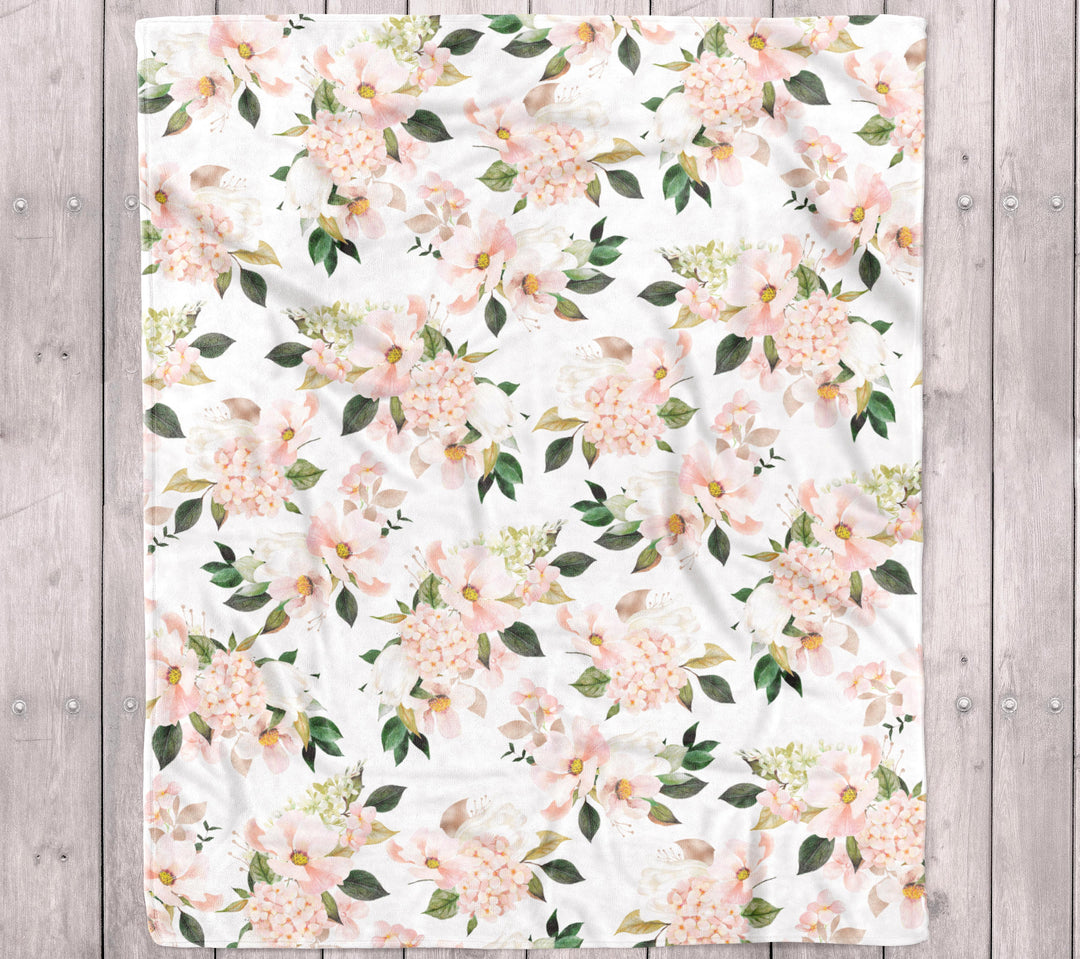 Spring Flowers in Oil Pastel Baby Minky Blanket