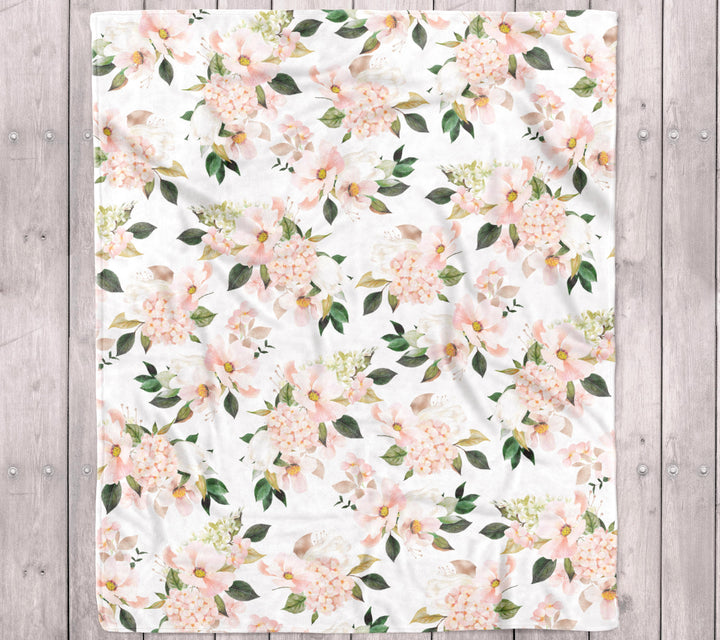 Spring Flowers in Oil Pastel Baby Minky Blanket