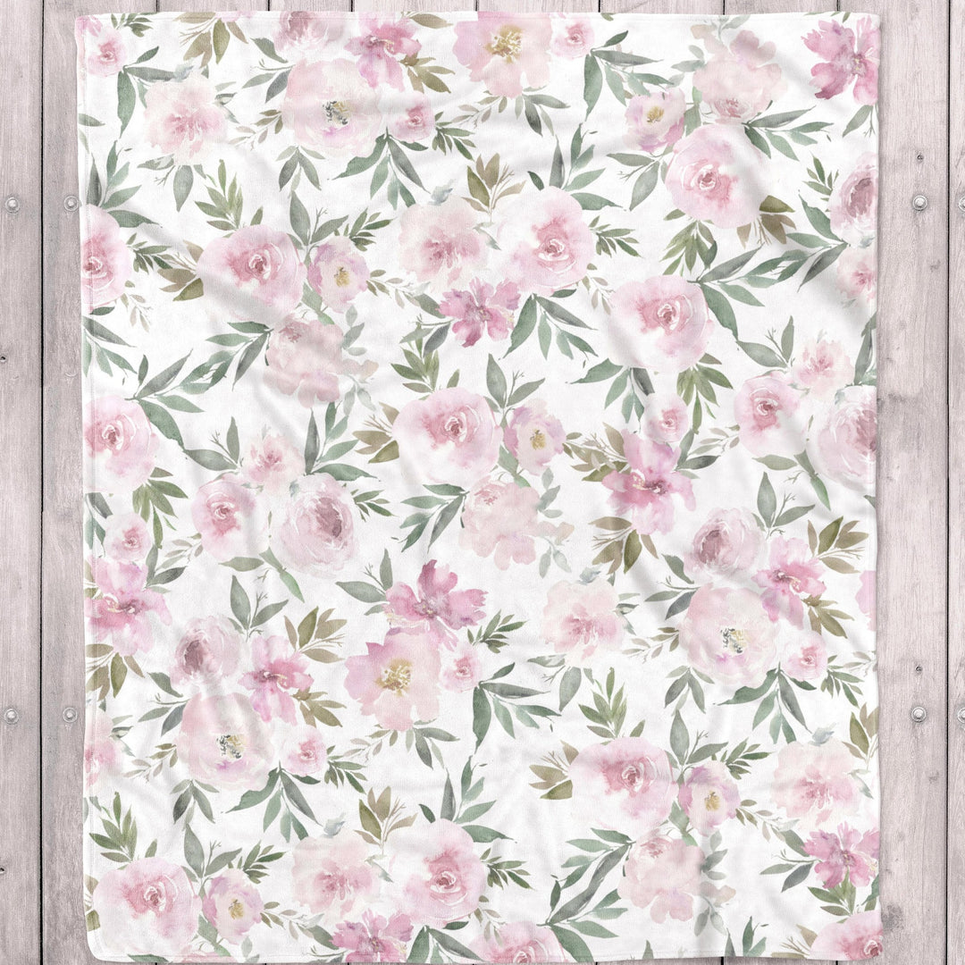 Vintage Blush Bouquet Baby Minky Blanket