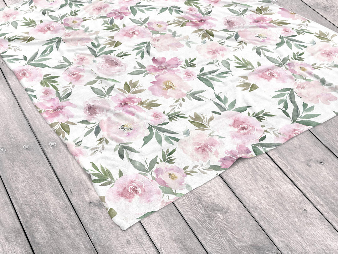 Vintage Blush Bouquet Baby Minky Blanket