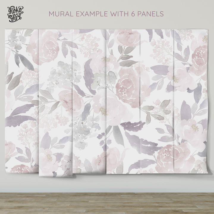 Mural Preview | Ultralight Delicate Forest Floral | Peel and Stick Wallpaper | Koko Art Shop