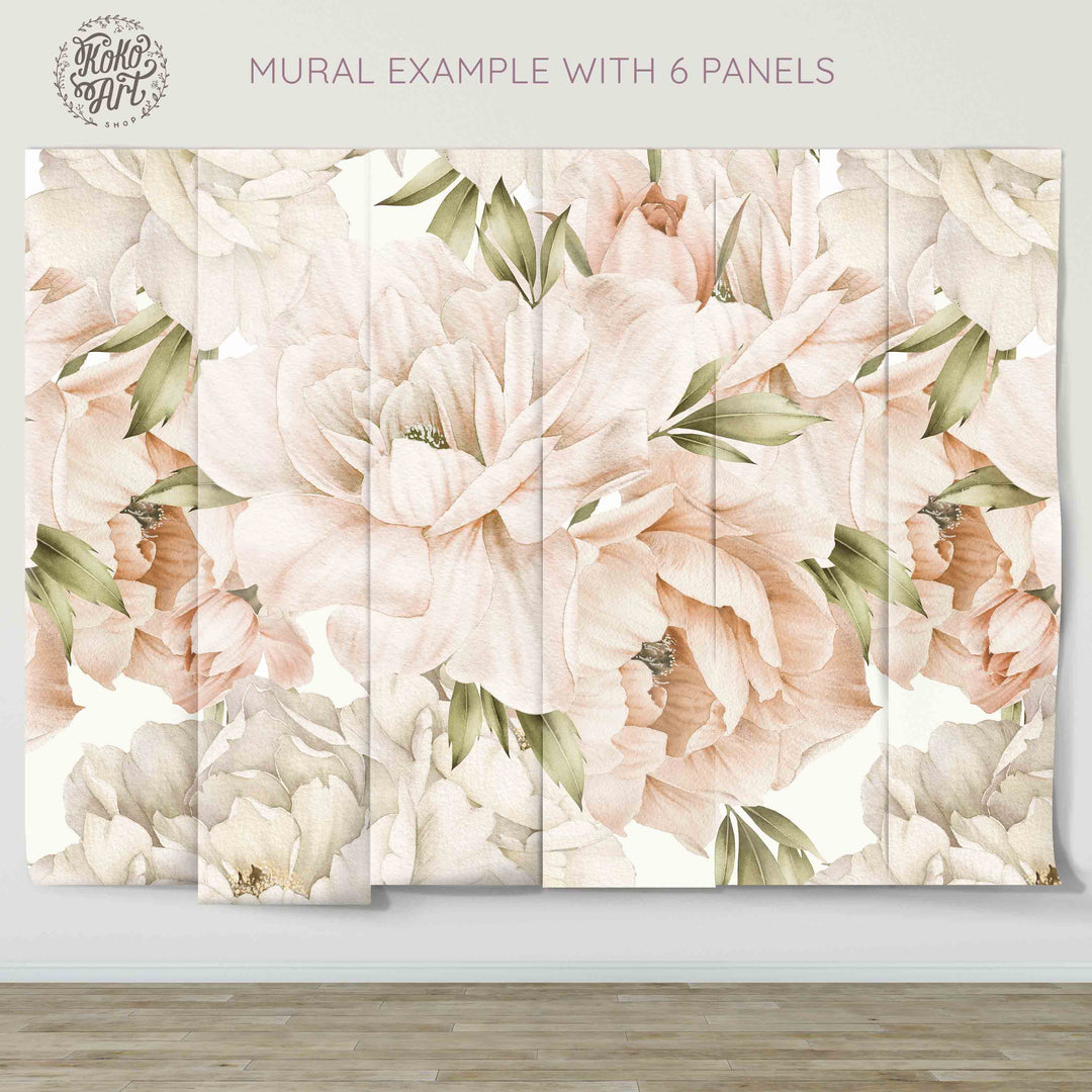 Boho Peony in Blush Wallpaper Mural