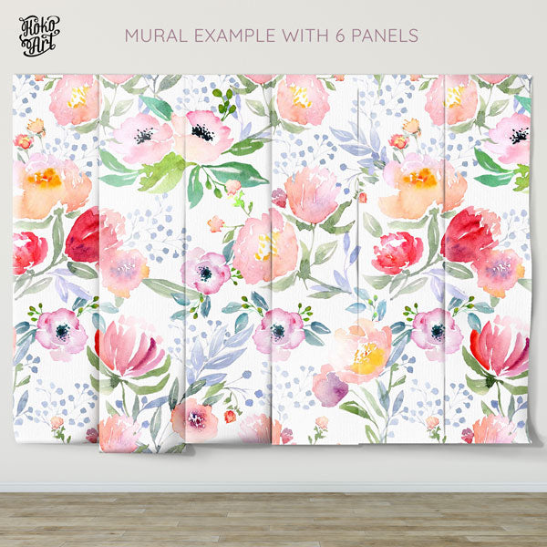 Light Watercolor Simple Flowers Wallpaper Mural