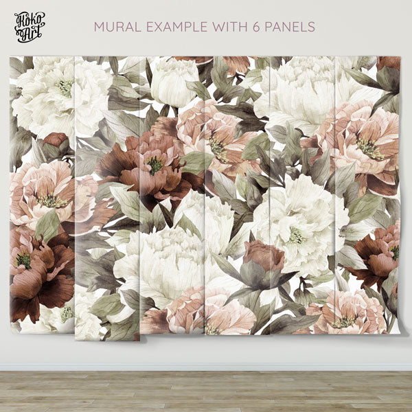 Boho Burnt Orange Blush Peonies Wallpaper Mural