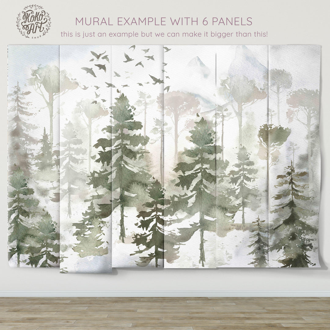 Pines and Trees Landscape Mural