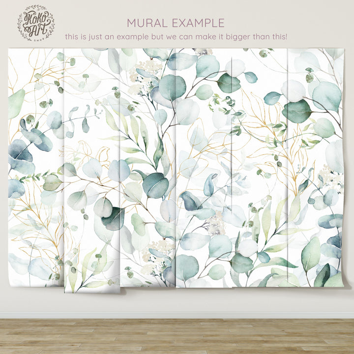 Parker Eucalyptus Watercolor Leaves Mural